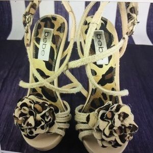 Size 5M BeBe cheetah brown high platform